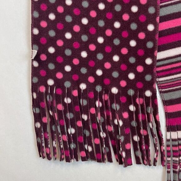 JOE BOXER Fleece Scarf Women's OSFM Multicolor Polka Dot Stripe Fringe Design - Picture 12 of 13